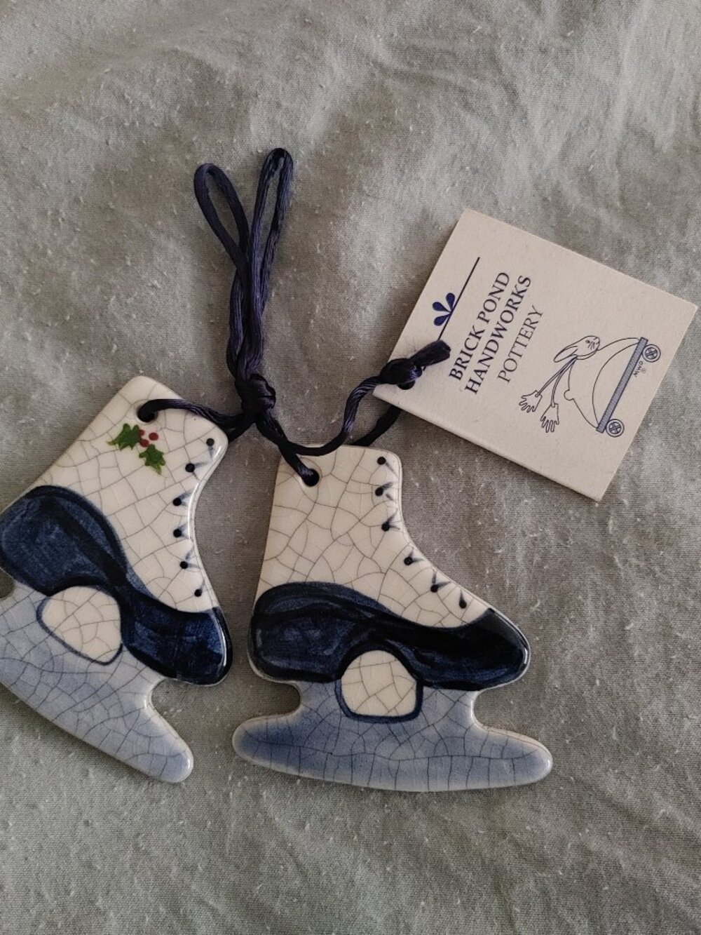 Handmade Ceramic Ice Skater Ornaments Brand New With Tag